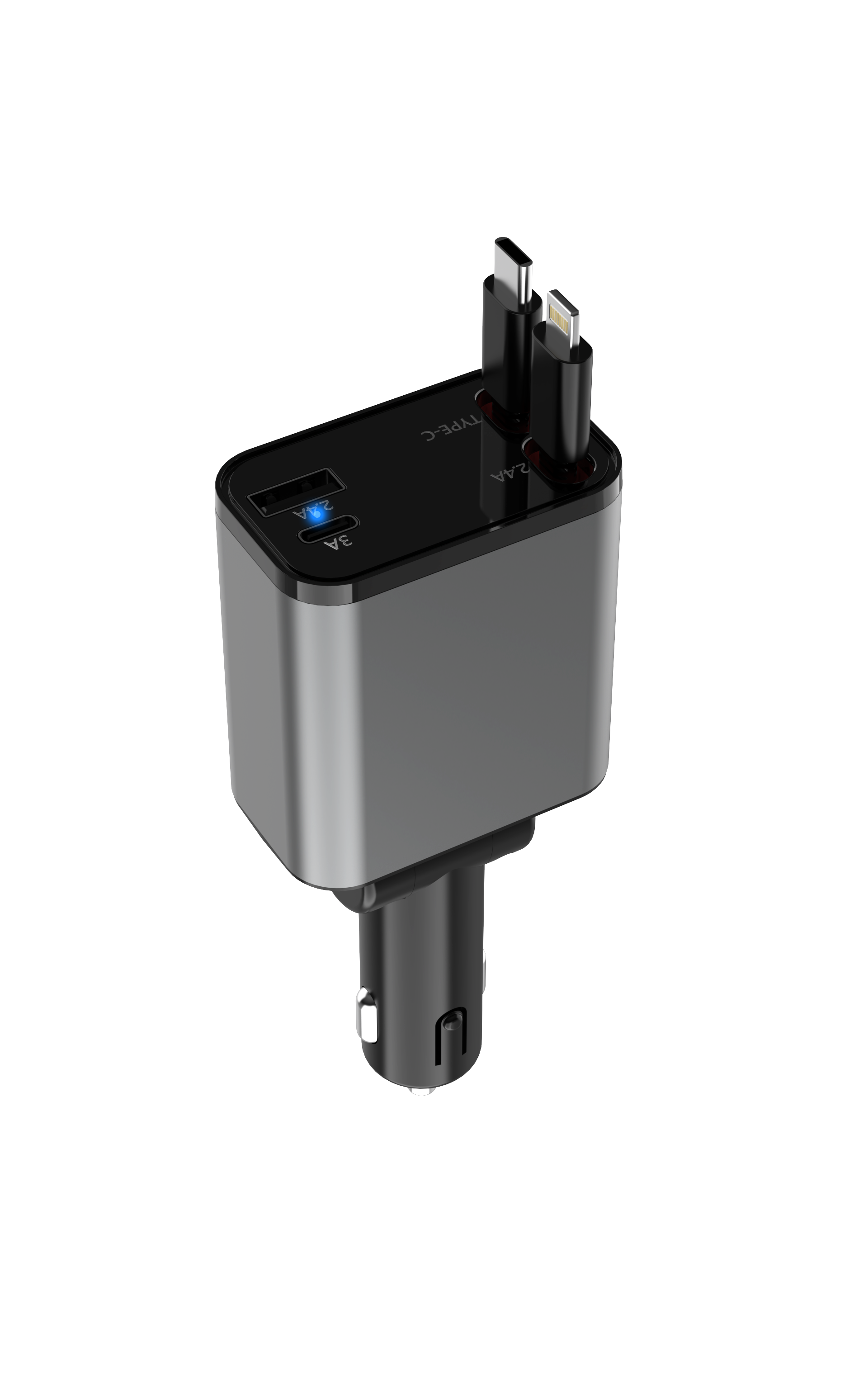 27 Series plug-in car charger with retractable charging cables