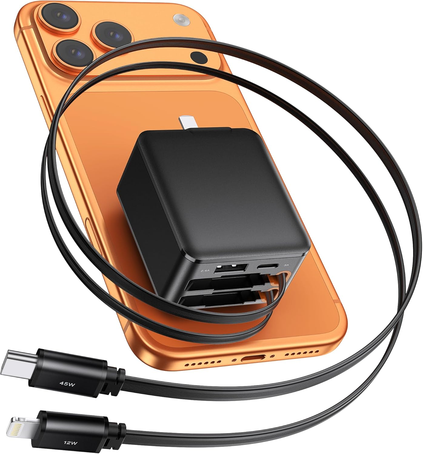 53 Series wall-plug charger with retractable cables